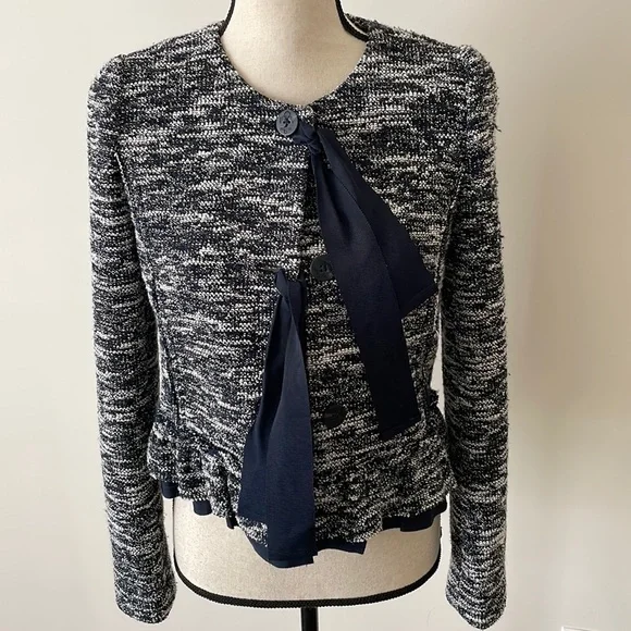 1901 tweed jacket navy blue with pretty details bow - Picture 1 of 8